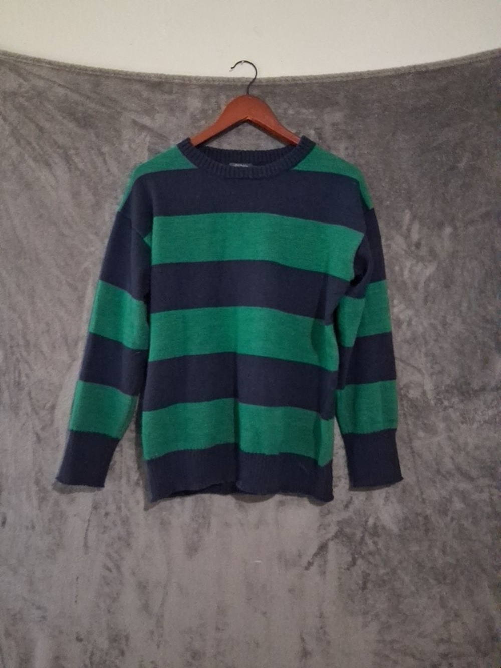 wild fable Navy and Green Striped Crewneck Sweater
